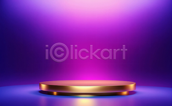 사람없음 3D JPG 디지털합성 편집이미지 광택 그래픽 금색 단상 디자인 백그라운드 보라색 비어있는 빛 포디움 황금