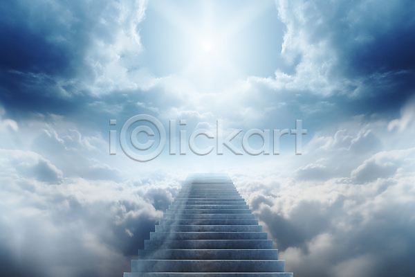 사람없음 JPG 편집이미지 계단 구름(자연) 기독교 몽환 빛 천국 하늘 환상