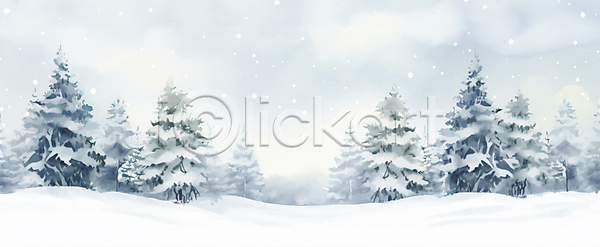 사람없음 JPG 일러스트 겨울 나무 눈(날씨) 눈내림 백그라운드 설원 자연 풍경(경치) 하늘 흰색