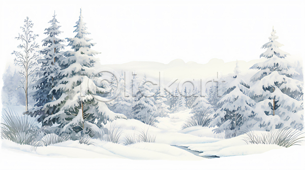 사람없음 JPG 일러스트 겨울 나무 눈(날씨) 눈내림 백그라운드 설원 자연 풍경(경치) 하늘 흰색