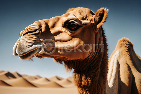 사람없음 JPG 디지털합성 편집이미지 낙타 동물 사막 야외 얼굴 포유류 한마리