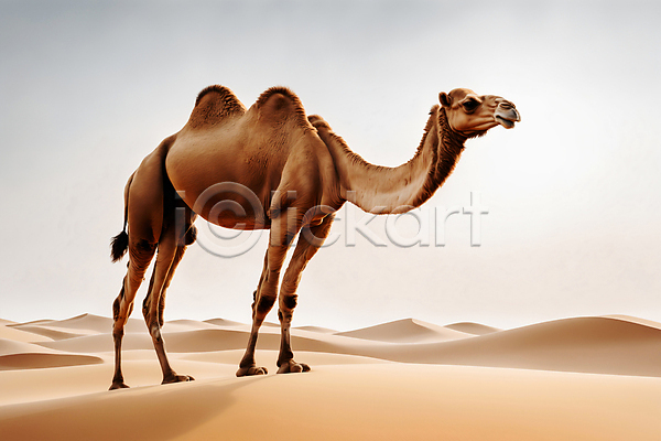 사람없음 JPG 디지털합성 편집이미지 낙타 동물 사막 야외 포유류 한마리