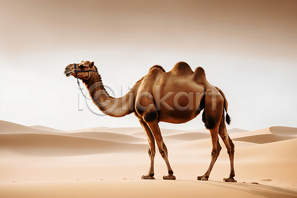사람없음 JPG 디지털합성 편집이미지 낙타 동물 사막 야외 포유류 한마리