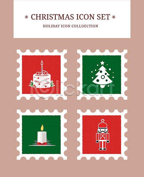 사람없음 AI(파일형식) 아이콘 병정 빨간색 세트 우표 인형 초록색 촛불 케이크 크리스마스트리
