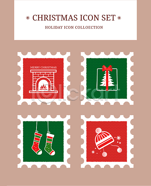 사람없음 AI(파일형식) 아이콘 리본 벽난로 빨간색 선물상자 세트 우표 초록색 크리스마스 크리스마스양말 크리스마스트리 털모자