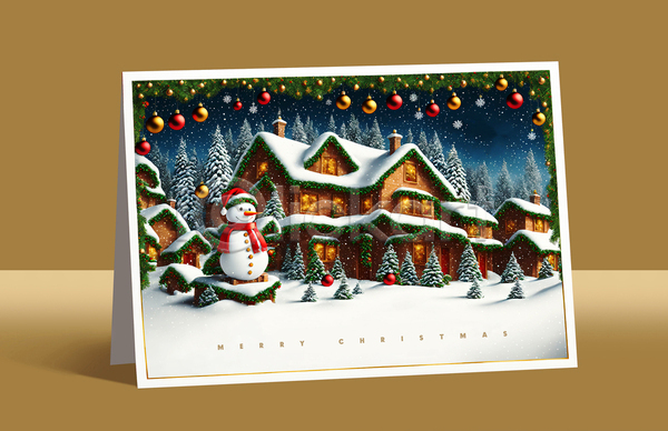 사람없음 PSD 템플릿 겨울 눈덮임 눈사람 산장 오너먼트 주택 카드(감사) 크리스마스 크리스마스카드 풍경(경치)