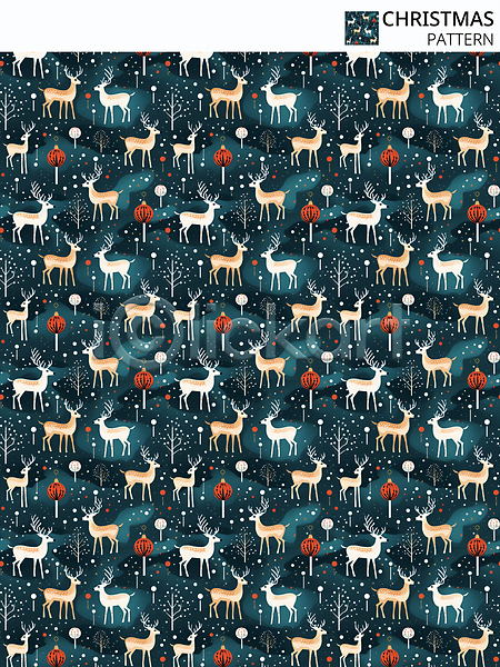사람없음 PSD 디지털합성 편집이미지 겨울 나무 루돌프 청록색 크리스마스 패턴 패턴백그라운드