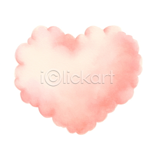 사람없음 JPG 일러스트 구름(자연) 번짐 분홍색 붓터치 수채화(물감) 하트
