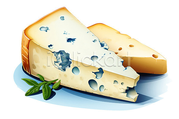 사람없음 PSD 일러스트 블루치즈 유제품 음식 조각 치즈 허브