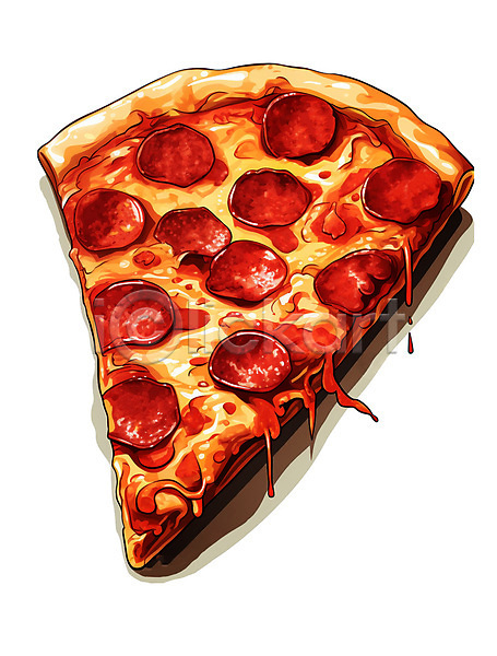 사람없음 PSD 일러스트 서양음식 조각 토핑 페퍼로니 페퍼로니피자 피자