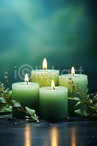 사람없음 JPG 편집이미지 백그라운드 아로마 아로마테라피 여러개 잎 초록색 촛불 향초