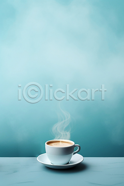 사람없음 JPG 편집이미지 백그라운드 연기 카피스페이스 커피 커피잔 탁자 파란색 한잔