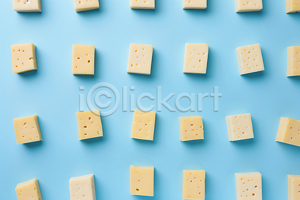 사람없음 JPG 편집이미지 사각형 안주 유제품 음식 조각 치즈 패턴 패턴백그라운드 하늘색