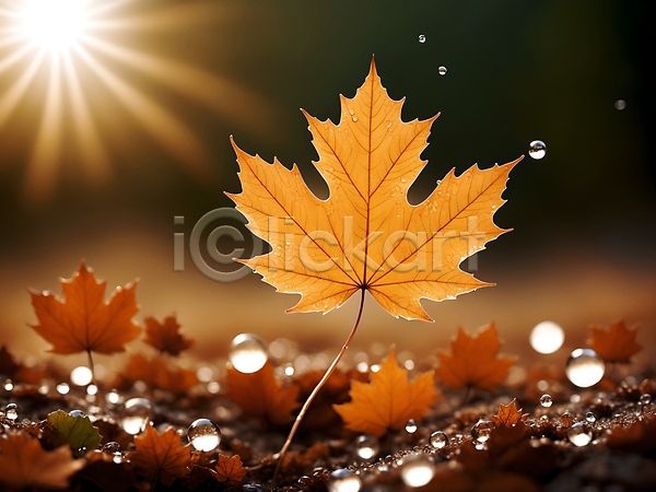 사람없음 JPG 디지털합성 편집이미지 가을(계절) 갈색 나뭇잎 낙엽 단풍 물방울 이슬 자연 편집소스 햇빛