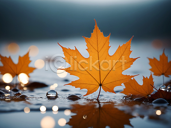 사람없음 JPG 디지털합성 편집이미지 가을(계절) 나뭇잎 낙엽 단풍 물방울 보케 빛망울 이슬 자연 편집소스