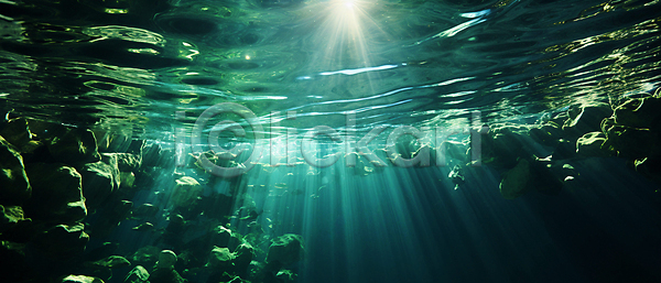 사람없음 JPG 디지털합성 편집이미지 계곡 물 바다 바위(돌) 수중 수중사진 자연 조약돌 풍경(경치) 햇빛