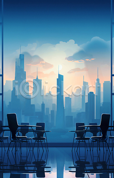 사람없음 JPG 일러스트 건물 구름(자연) 도시 의자 창문 창틀 탁자 파란색 하늘 회사 회의