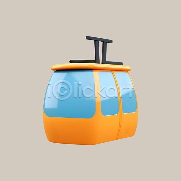 사람없음 3D PSD 디지털합성 아이콘 교통수단 여행 주황색 케이블카 휴가