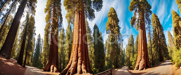 사람없음 JPG 디지털합성 편집이미지 나무 메타세콰이어 메타세콰이어길 숲 숲길 자연 풍경(경치) 하늘