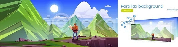 EPS 일러스트 해외이미지 UI 게임 골짜기 균열 디자인 만화 모바일 바위 배낭 백그라운드 백패커 벡터 벽지 산 애니메이션 엘리먼트 여행 여행객 인터페이스 지구 지도 초록색 층 태양 틈 파노라마 하늘 하이커 하이킹 해외202310 해외일러스트 효과