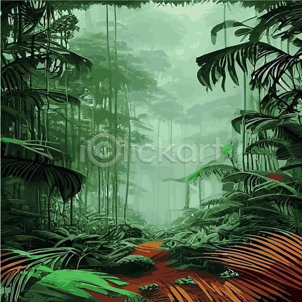 사람없음 EPS 일러스트 해외이미지 백그라운드 열대우림 잎 자연 초록색 해외202310