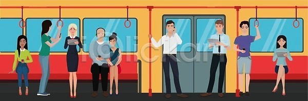 스마트 남자 사람 성인 어린이 여자 EPS 일러스트 해외이미지 교통시설 기차 내부 도시 독서 디자인 라이프스타일 만화 모바일 벡터 비즈니스 서기 세트 소셜 스마트폰 승객 실내 앉기 여행 일반 전철 지하 출퇴근 통근 통신 플랫 해외202310 해외일러스트 핸드폰