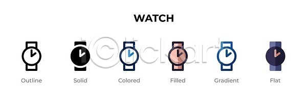 사람없음 EPS 아이콘 해외이미지 다양 면 보라색 선 세트 시계 심볼 심플 해외202310