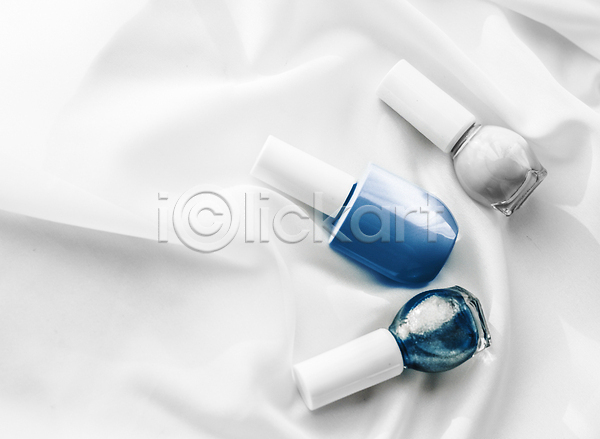 우아함 사람없음 JPG 포토 해외이미지 구김 매니큐어 백그라운드 천(직물) 카피스페이스 파란색 흰배경