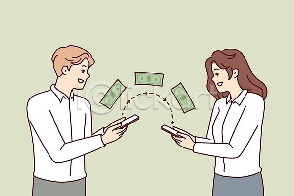 남자 두명 성인 성인만 여자 EPS 일러스트 해외이미지 돈 모바일 모바일뱅킹 무료이미지 비즈니스 스마트폰 신용카드 온라인 잡기 핀테크 해외202310 해외일러스트 핸드폰