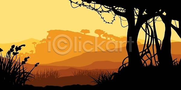 EPS 실루엣 일러스트 해외이미지 검은색 공원 나무 남쪽 내추럴 노란색 디자인 백그라운드 뷰티 빛 사막 사바나 사파리 수평선 스타일 식물 아프리카 야생동물 여행 일몰 일출 자연 장면 전국 층 파노라마 하늘 해외202310 해외일러스트 환경 황무지