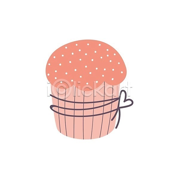 달콤 사람없음 EPS 일러스트 해외이미지 리본 머핀 분홍색 컵케이크 하트 해외202310