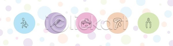 사람모양 사람없음 EPS 일러스트 해외이미지 공구함 머리빗 목도리 엘리먼트 원형 펜치 해외202310 해외일러스트