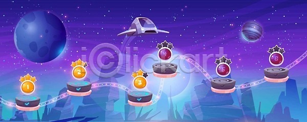 미래 EPS 일러스트 해외이미지 UI 게임 공상 과학 단상 디자인 로켓 만화 모바일 백그라운드 벡터 별 보너스 엘리먼트 여행 역 외계인 우주 우주선 은하계 자연 장애물 컴퓨터 탐험 표면 하늘 해외202310 해외일러스트 행성