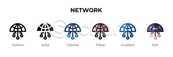 사람없음 EPS 아이콘 해외이미지 네트워크 다양 면 선 세트 심볼 심플 연결 파란색 해외202310