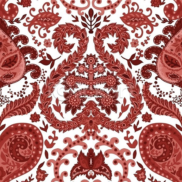 빈티지 사람없음 EPS 일러스트 해외이미지 꽃무늬 백그라운드 복고 빨간색 잎 패턴 해외202310