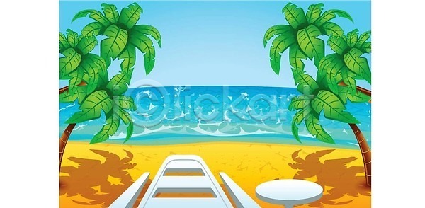 침묵 휴식 사람없음 EPS 일러스트 해외이미지 나무 맑음 모래 물 바다 백그라운드 뷰티 섬 손바닥 수평선 야외 여름 여행 우산 의자 이국적 자연 전원 초록색 태양 터키석 파라다이스 파란색 풍경 하늘 해외202310 해외일러스트 휴가 휴게실 휴양지 흰색