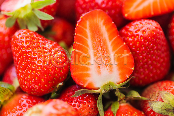 사람없음 JPG 포토 해외이미지 과일 단면 딸기 무더기 빨간색 해외202310