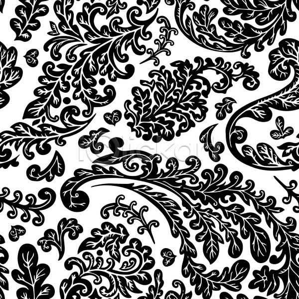 빈티지 사람없음 EPS 일러스트 해외이미지 검은색 꽃무늬 백그라운드 복고 잎 패턴 해외202310
