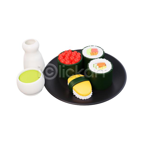 사람없음 3D JPG 해외이미지 계란말이 김밥 롤스시 메뉴 물통 일본음식 잔 접시 초밥 해외202310