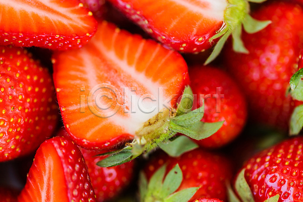 사람없음 JPG 포토 해외이미지 과일 단면 딸기 무더기 빨간색 해외202310