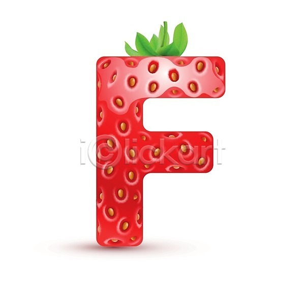 사람없음 EPS 일러스트 해외이미지 F 대문자 딸기 맛있는 모양 빨간색 알파벳 텍스트 해외202004