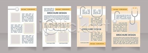 사람없음 EPS 일러스트 해외이미지 노란색 비즈니스 세트 암 예방 청진기 팜플렛 해외202310 해외일러스트