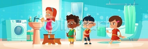 보호 순서 사람 소년 아기 어린이 EPS 일러스트 해외이미지 가족 건강 기다림 대기 대야 만화 목욕 물 바이러스 받침대 벡터 변기통 비누 빨래 서기 선 손 손바닥 싱크대 씻기 예방 욕실 위생관리 일러캐릭터 일상 주택 청결 청소 캐릭터 코로나바이러스 통 해외202310 해외일러스트 화장실