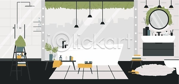 고급 EPS 일러스트 해외이미지 가구 가정 거울 내부 다락방 대야 도자기 디자인 램프 만화 목욕 물 바닥 방 백그라운드 벡터 벽 변기통 샤워실 선반 수건 수도꼭지 스칸디나비아 스타일 식물 실내 싱크대 씻기 아파트 욕실 장비 장식 주택 캐비닛 통 해외202310 해외일러스트 호텔 화장실 흰색