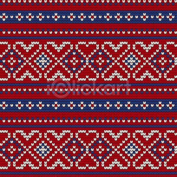 사람없음 EPS 일러스트 해외이미지 노르딕(디자인) 디자인 뜨개질 빨간색 패턴 해외202310