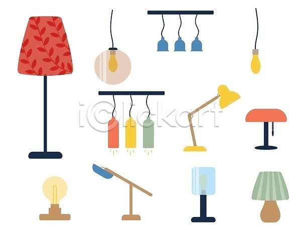 EPS 일러스트 해외이미지 등불 램프 무료이미지 세트 스탠드 엘리먼트 오브젝트 장식 전구 조명 해외202310 해외일러스트