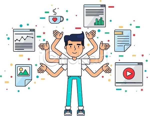 남자 사람 성인 한명 EPS 일러스트 해외이미지 동영상창 무료이미지 벡터 비즈니스 업무 인터넷 인터넷창 인터페이스 직업 해외202310 해외일러스트