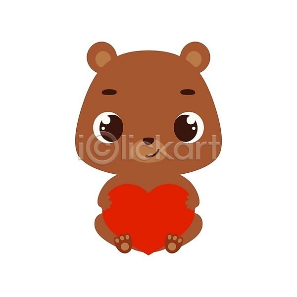 러블리 행복 사람없음 EPS 일러스트 해외이미지 곰 동물캐릭터 발렌타인데이 심플 해외202310