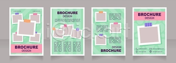 사람없음 EPS 일러스트 해외이미지 교육 만들기 메모지 비즈니스 세트 초록색 팜플렛 해외202310 해외일러스트