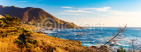 사람없음 JPG 포토 해외이미지 공원 구름 나무 도로 물 미국 바다 뷰티 야외 여름 여행 자연 캘리포니아 태평양 파노라마 파도 파란색 풍경 하늘 해외202310 해외포토 휴가